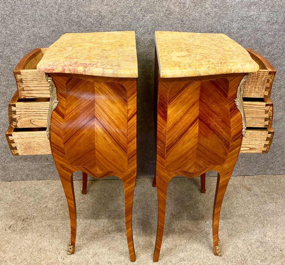 Pair Kingwood & Marquetry Bedside Chests View VII