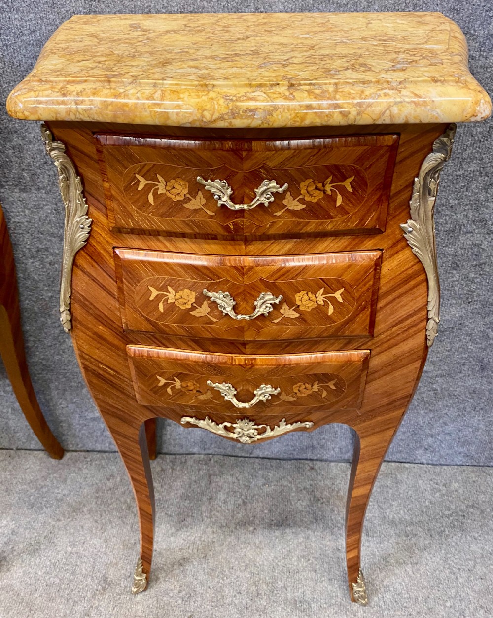Pair Kingwood & Marquetry Bedside Chests View XI