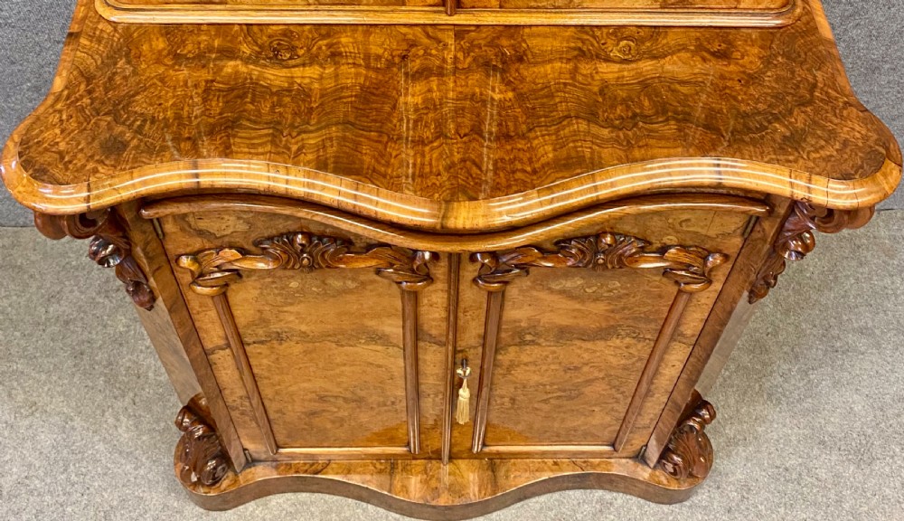 Superb Antique Burr Walnut Bookcase View VI