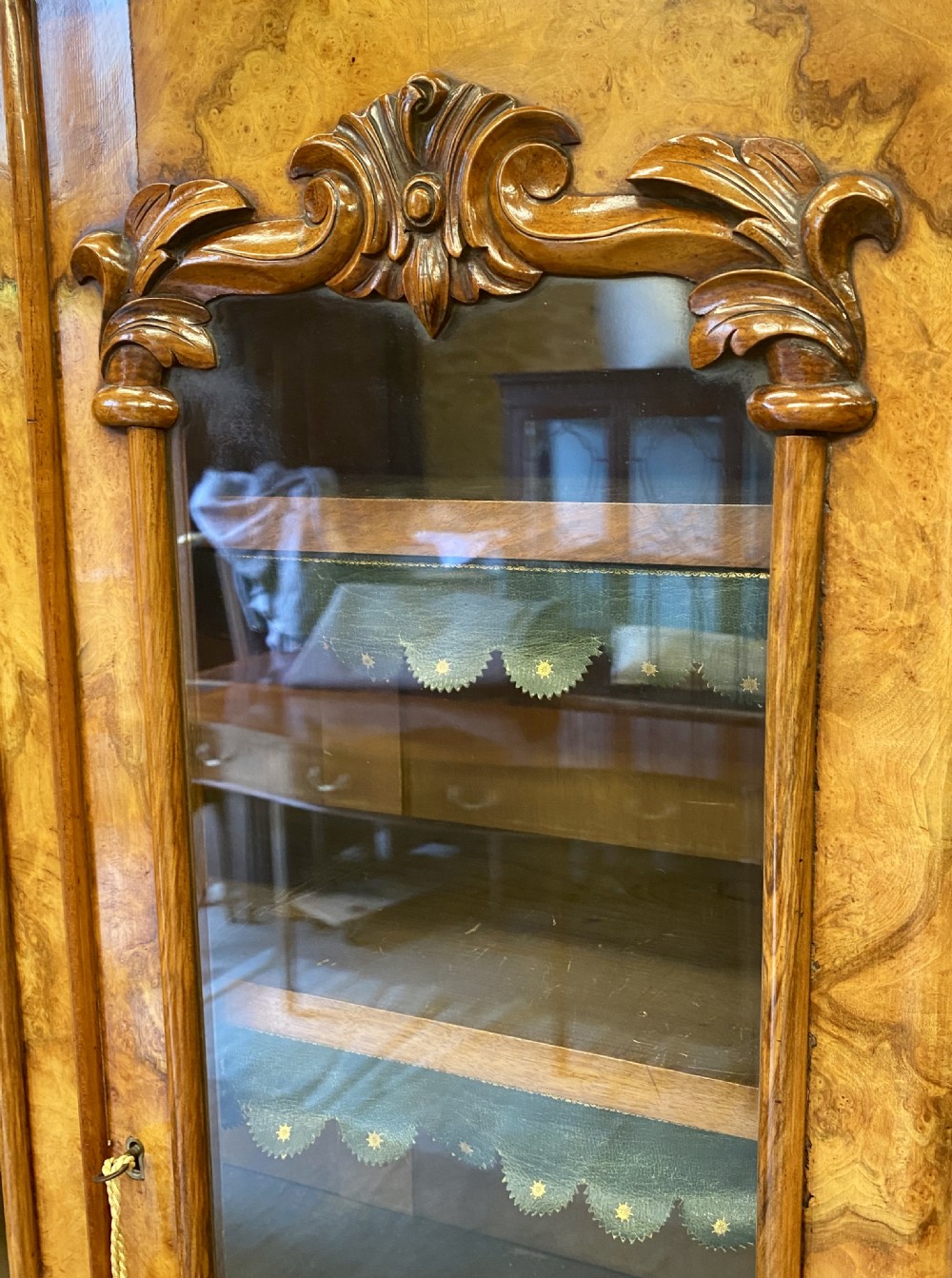 Superb Antique Burr Walnut Bookcase View IX