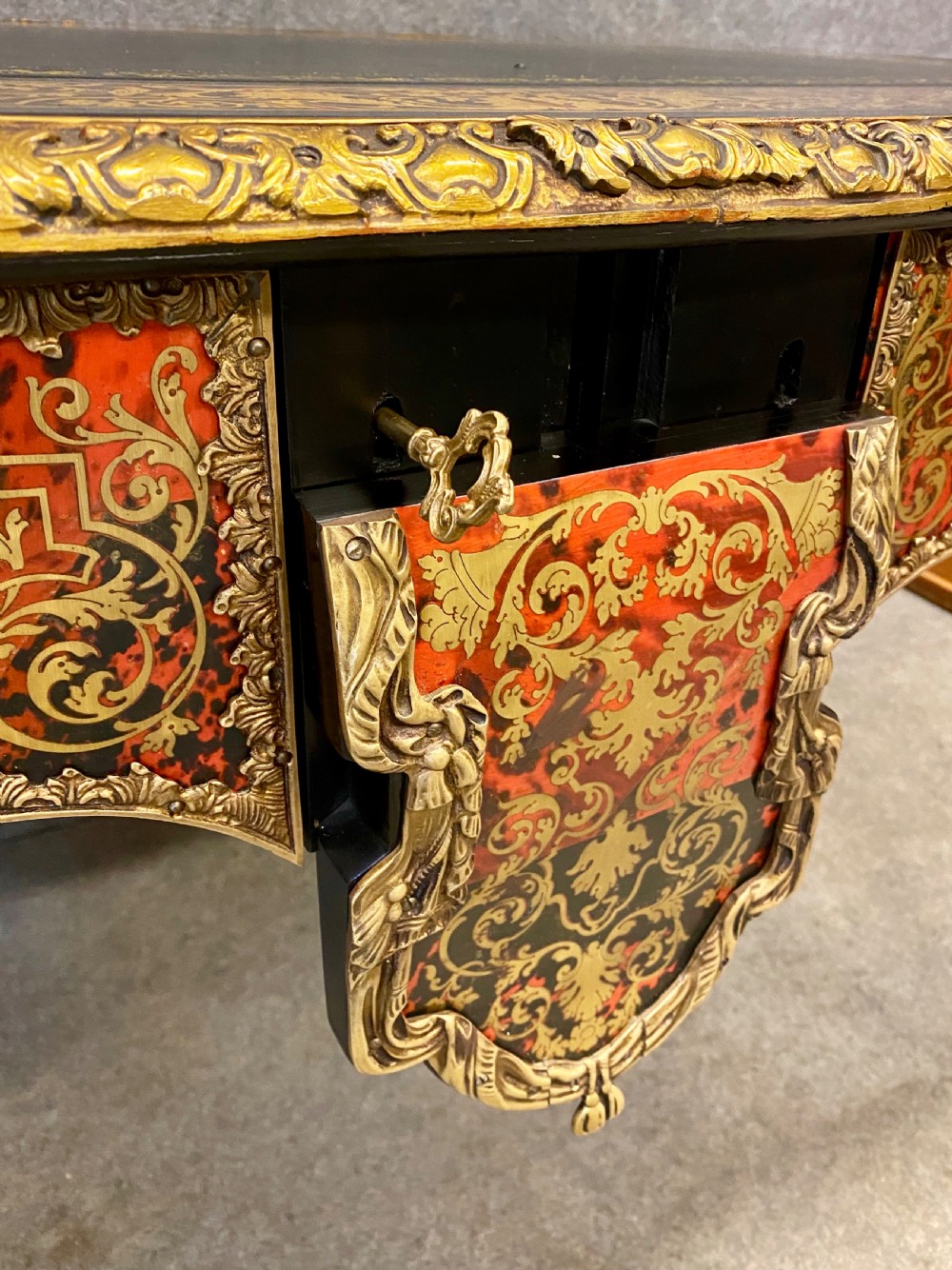 Impressive French Boulle Bureau Plat Desk View IV