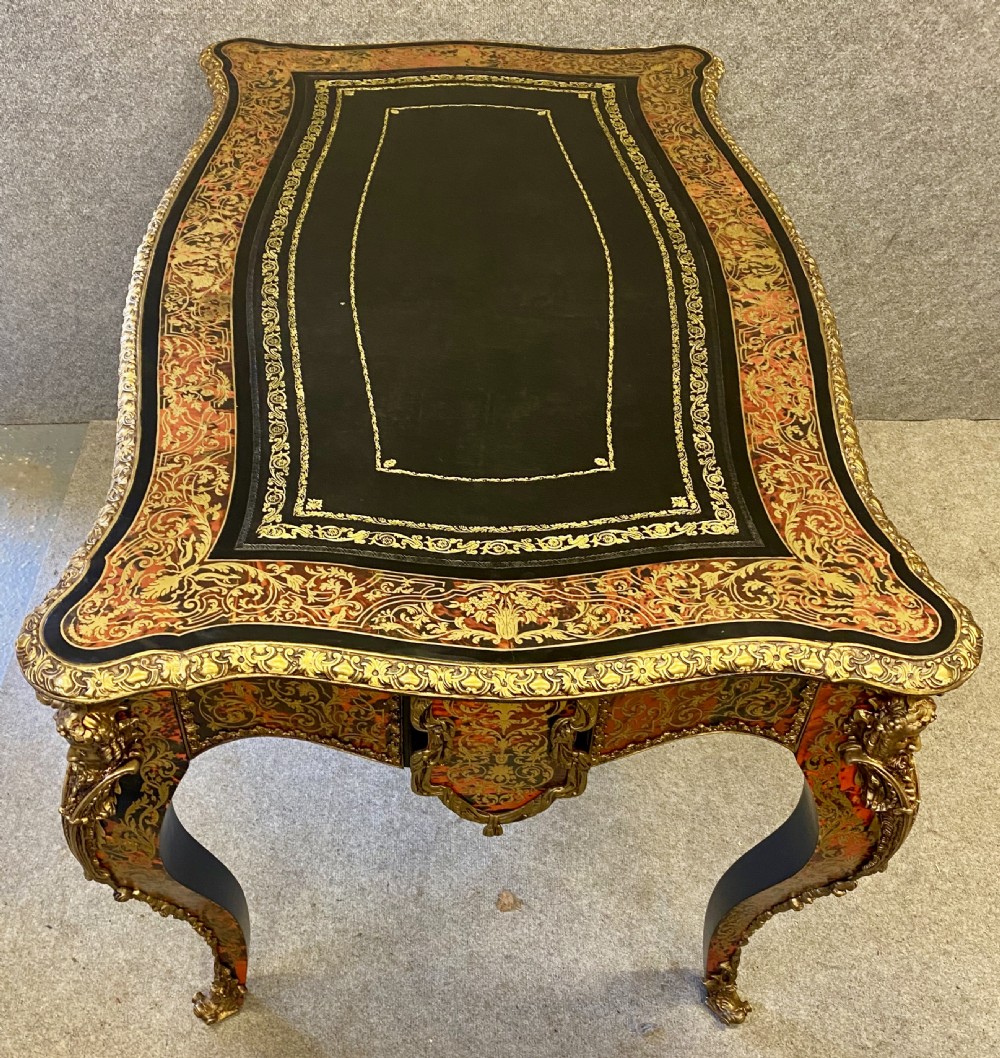 Impressive French Boulle Bureau Plat Desk View VII