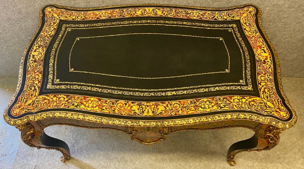 Impressive French Boulle Bureau Plat Desk View XI