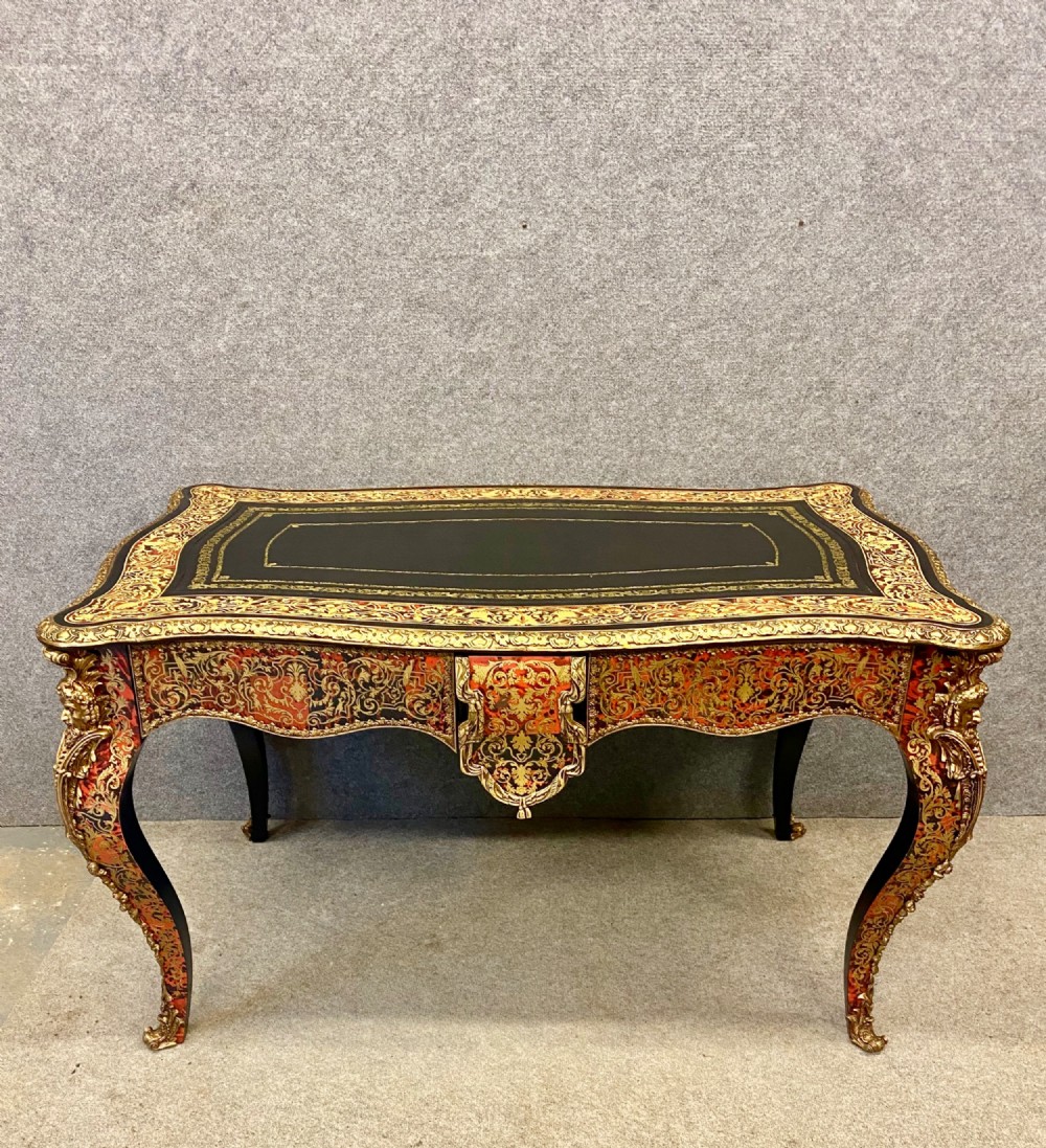 Impressive French Boulle Bureau Plat Desk