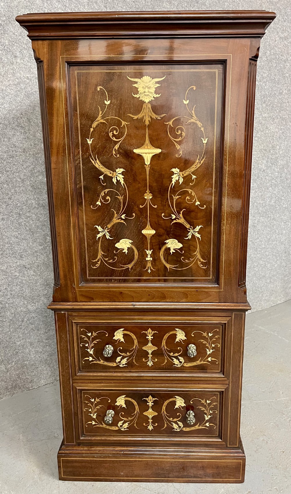 Fine Inlaid Collectors Safe Cabinet