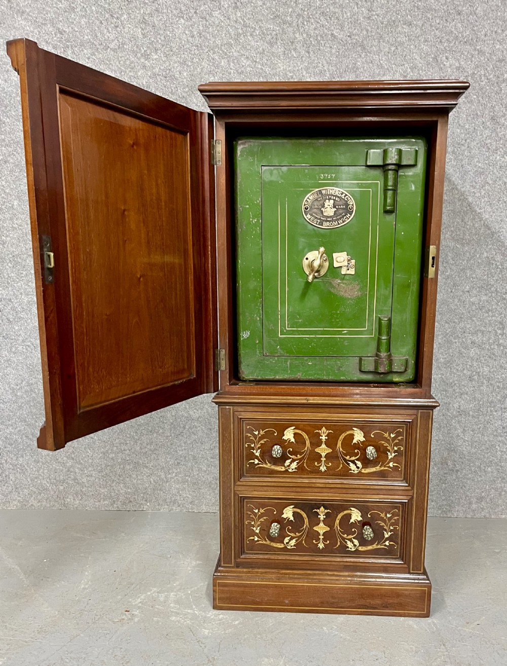 Fine Inlaid Collectors Safe Cabinet View II