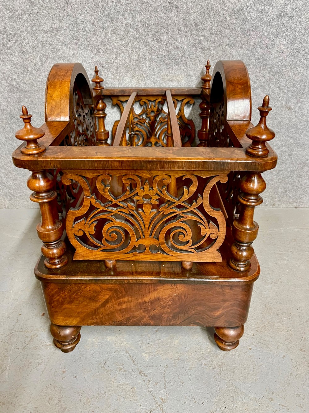 Victorian Burr Walnut Canterbury Magazine Rack. View V