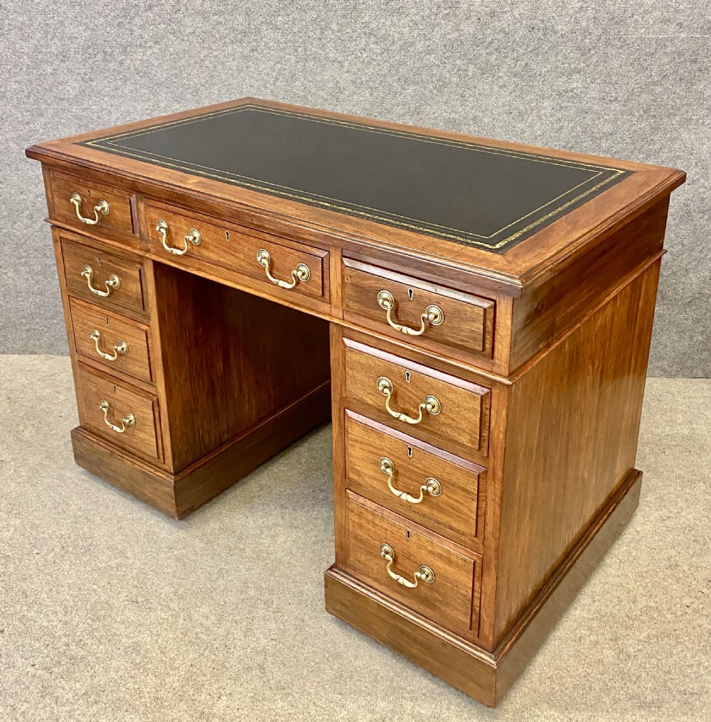 Small Antique Walnut Pedestal Desk View III