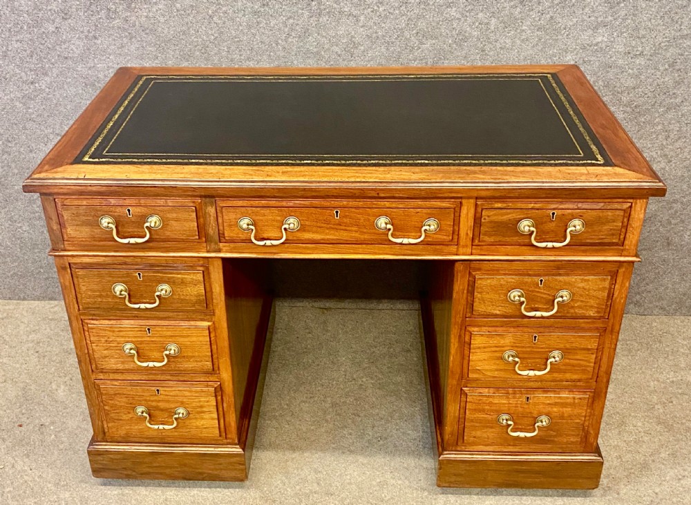 Small Antique Walnut Pedestal Desk View X