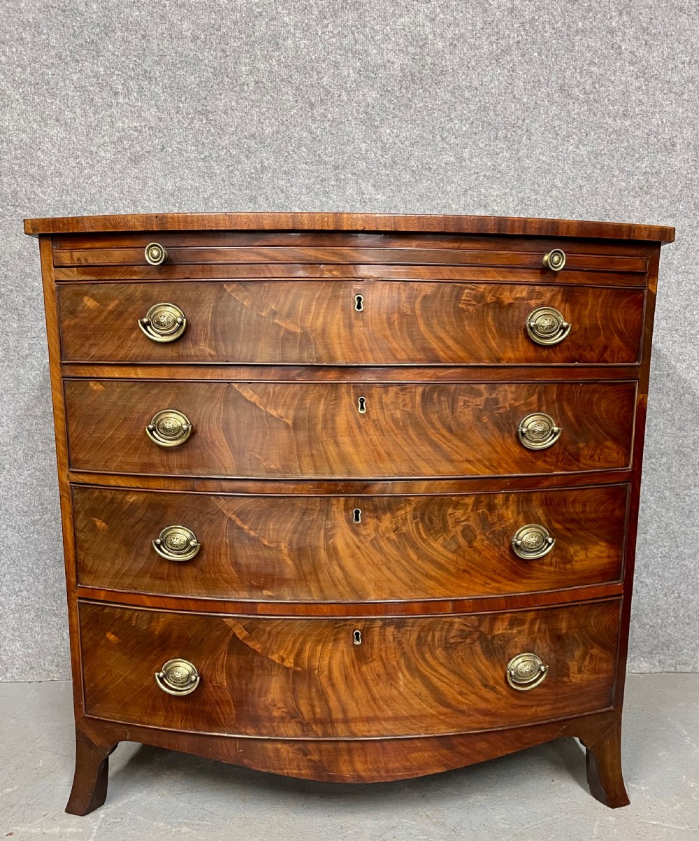 Stunning Antique Hepplewhite Bow Fronted Chest of Drawers View V