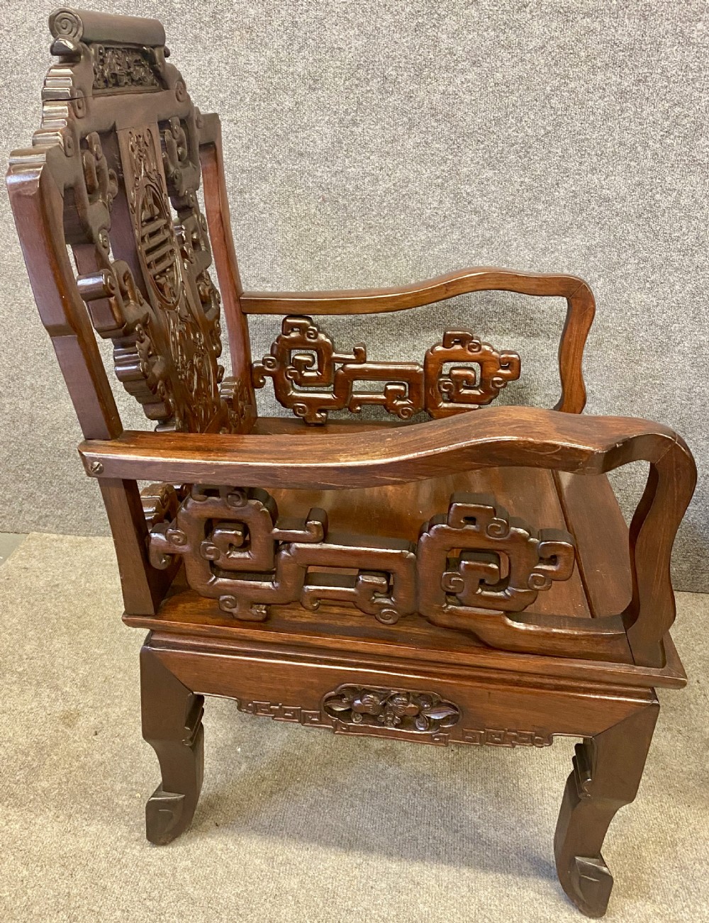 Pair Chinese Hardwood Armchairs View VII