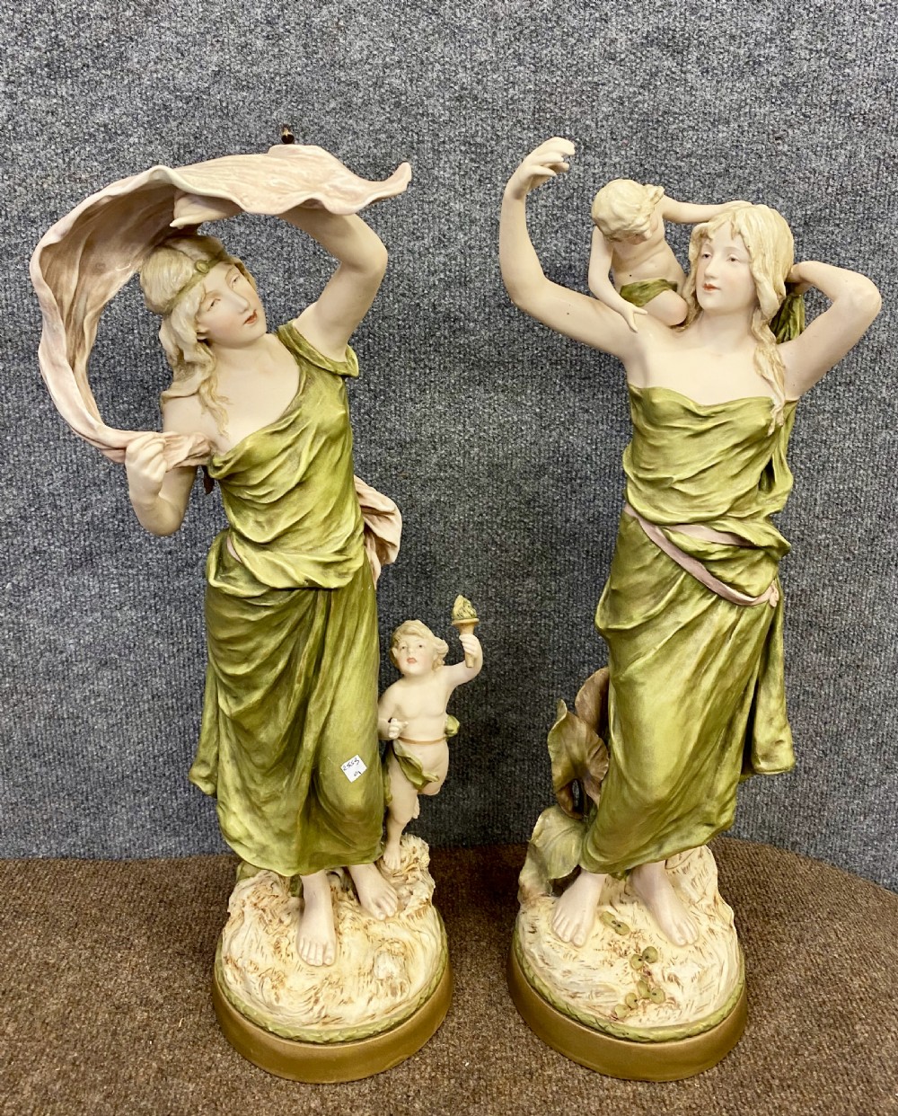 Large Pair of Royal Dux Classical Figures