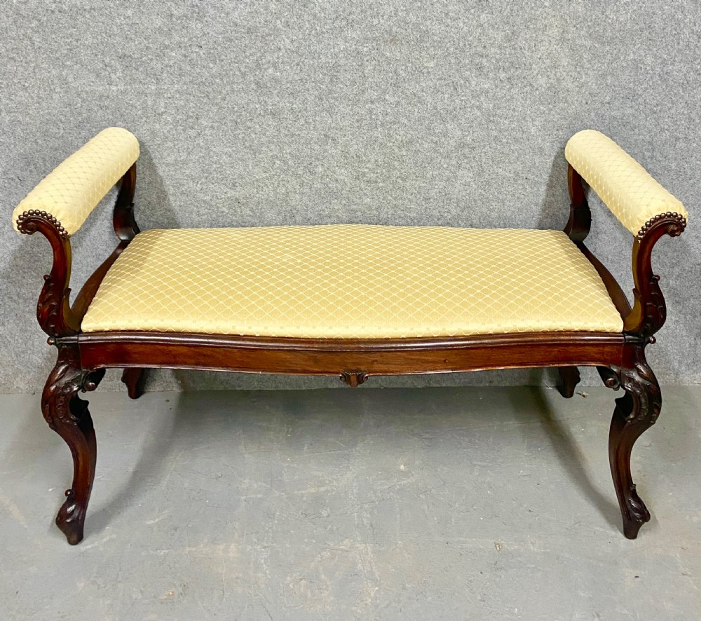 Stunning Antique Mahogany Window Seat Stool View II