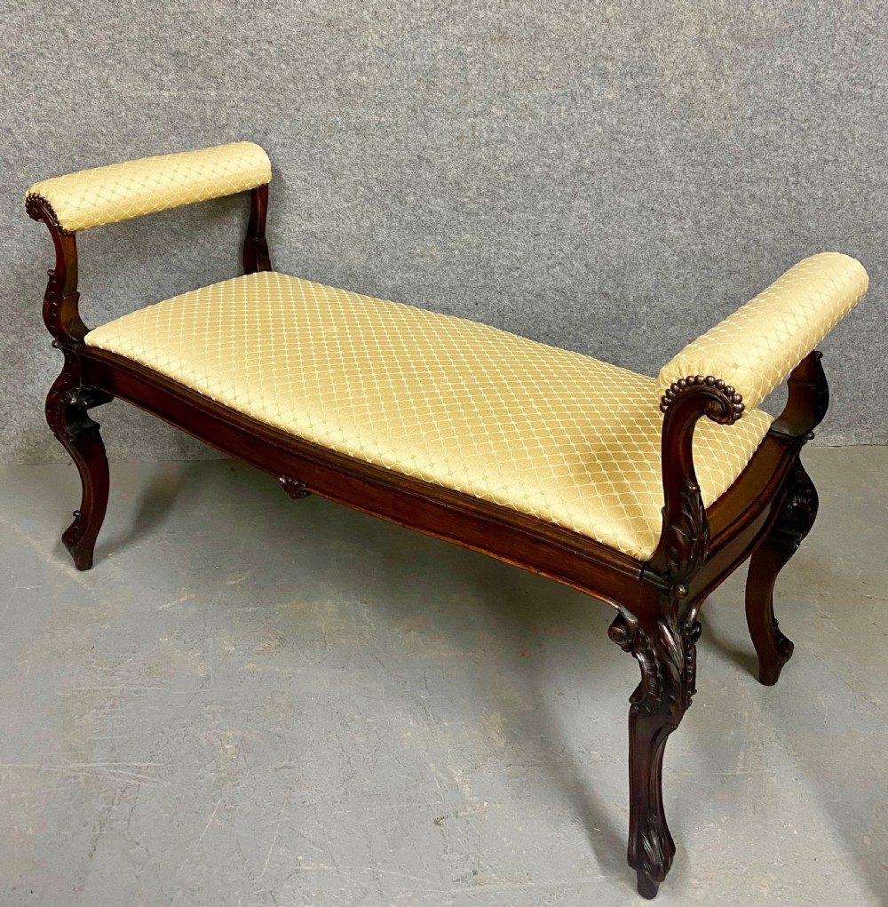 Stunning Antique Mahogany Window Seat Stool