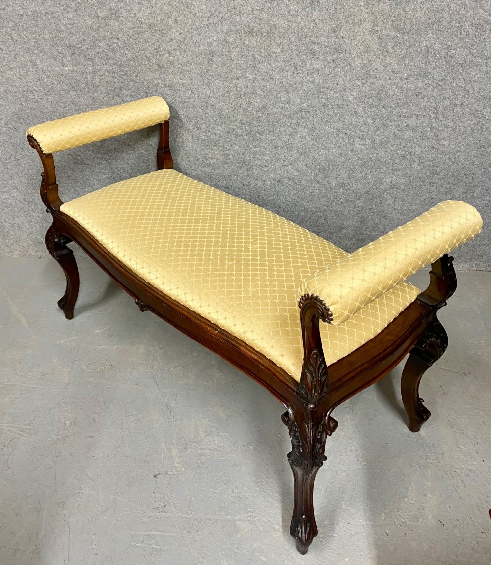 Stunning Antique Mahogany Window Seat Stool View VI
