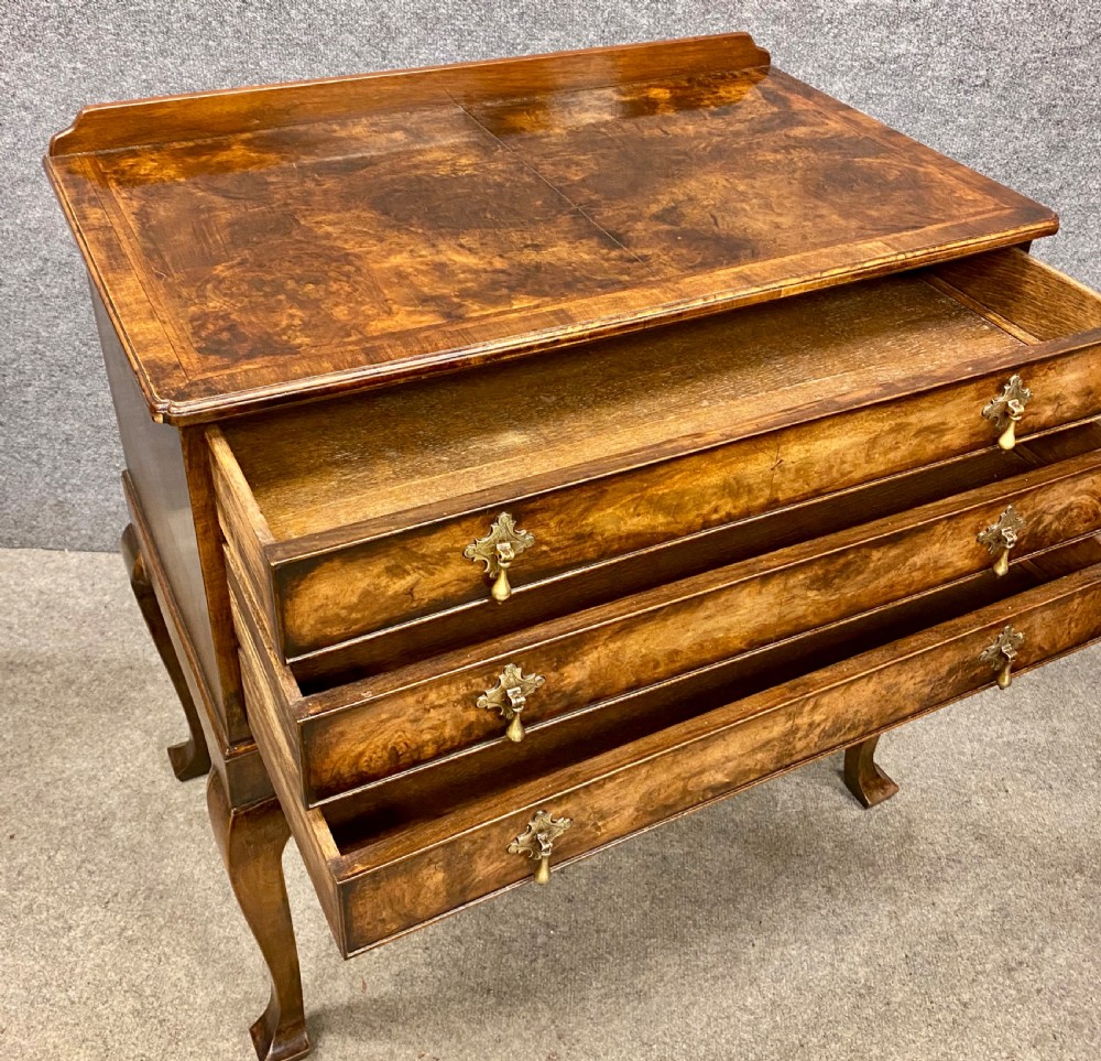Walnut 3 Drawer Low Boy Chest View VI
