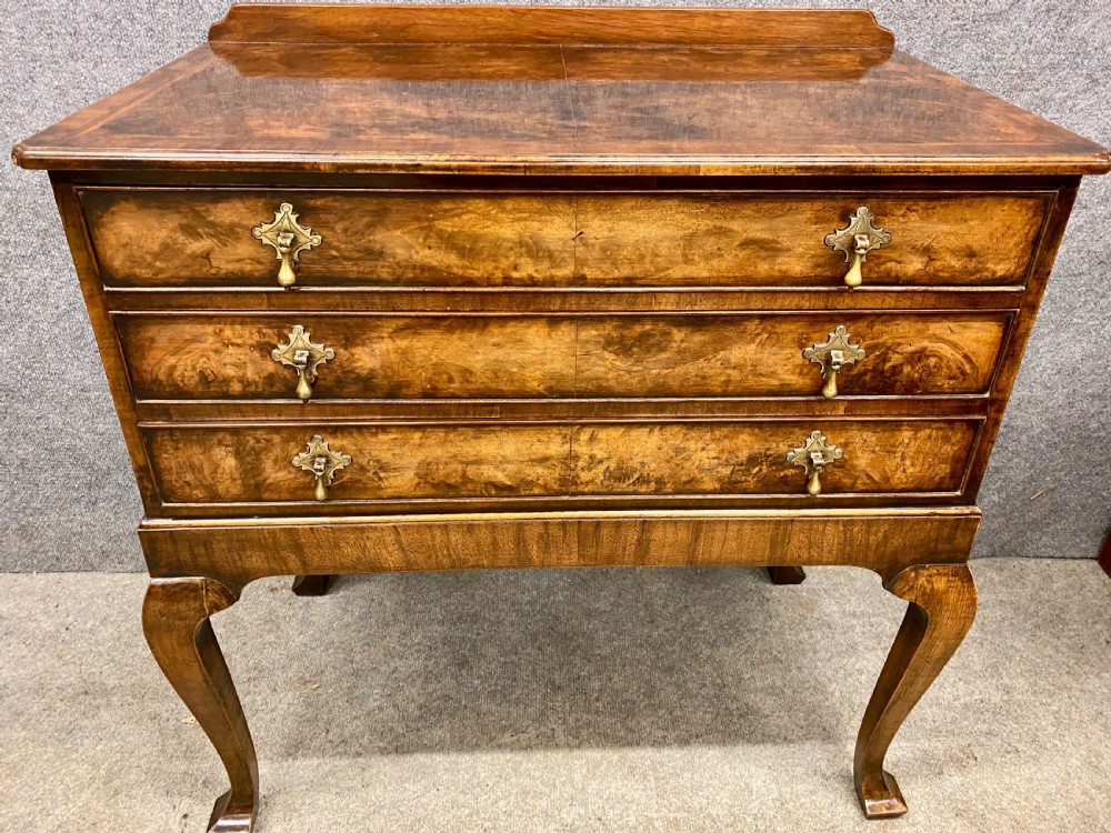 Walnut 3 Drawer Low Boy Chest View VIII