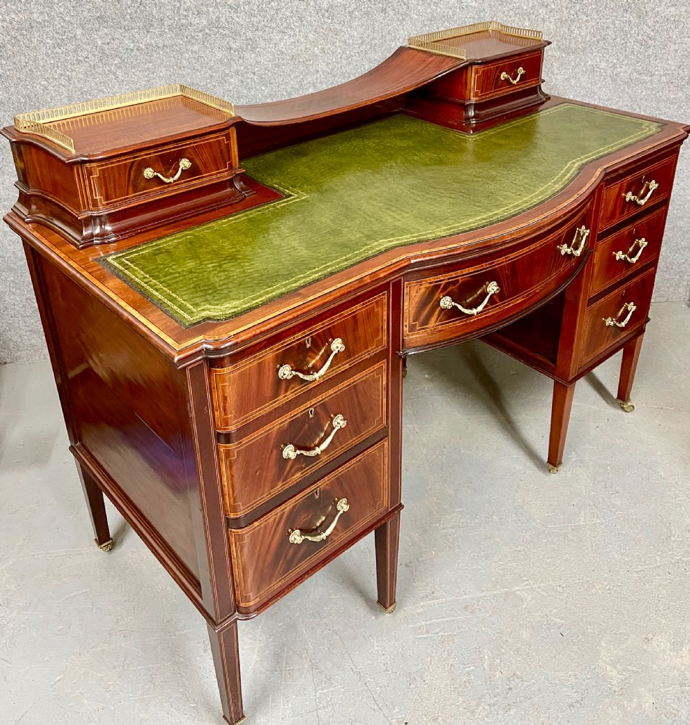 Maples & Co Mahogany & Inlaid Desk View VIII