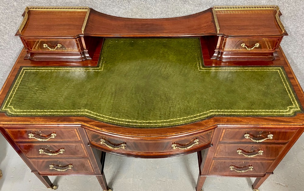 Maples & Co Mahogany & Inlaid Desk View VII
