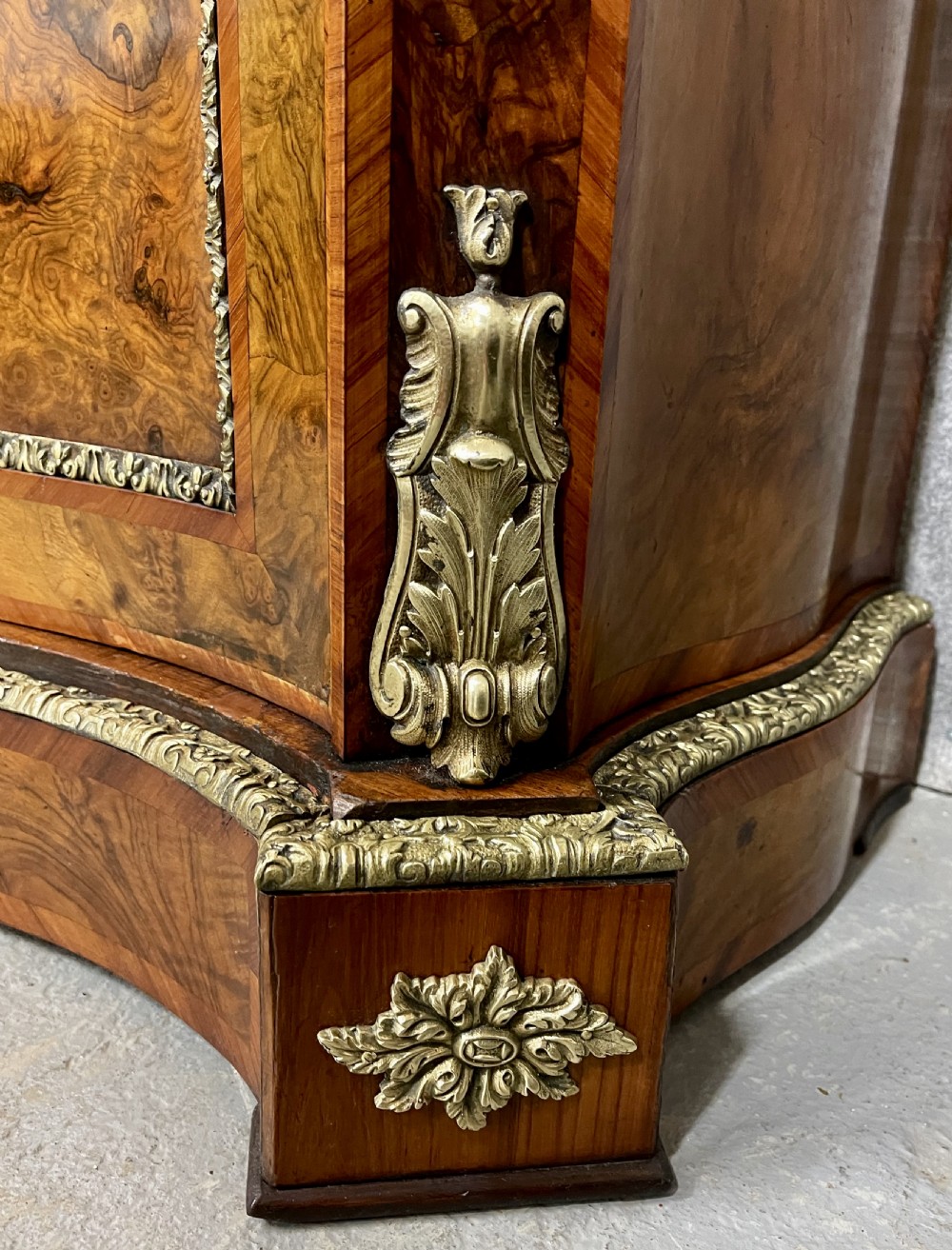 Fine Victorian Burr Walnut & Marquetry Side Cabinet View III