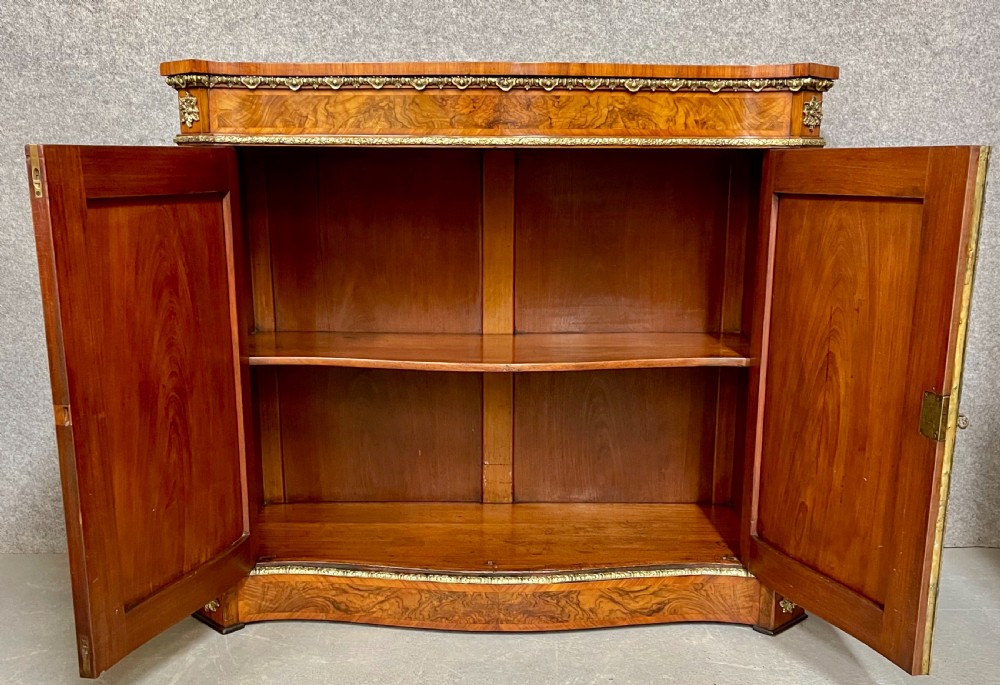 Fine Victorian Burr Walnut & Marquetry Side Cabinet View V
