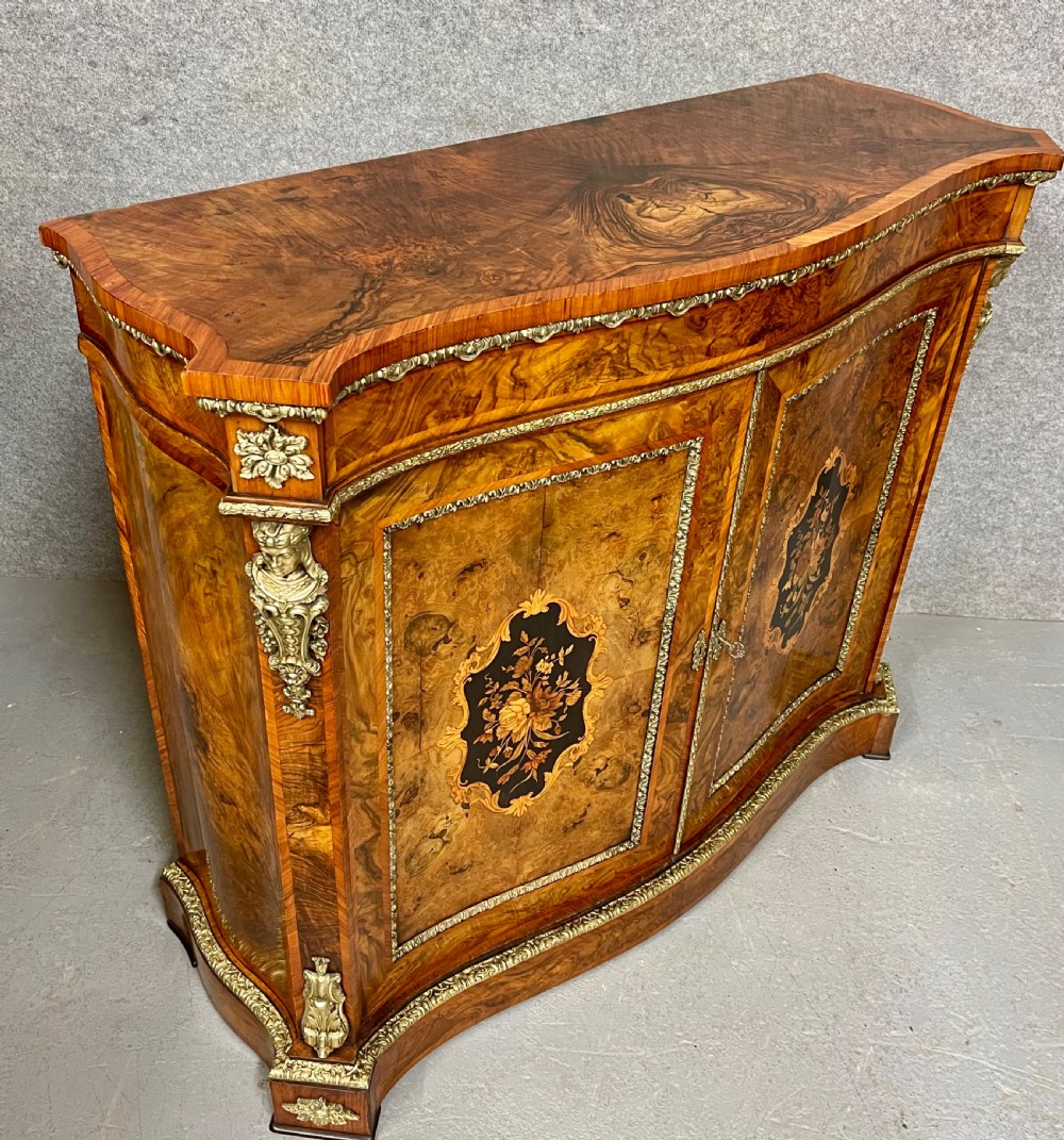 Fine Victorian Burr Walnut & Marquetry Side Cabinet View VII