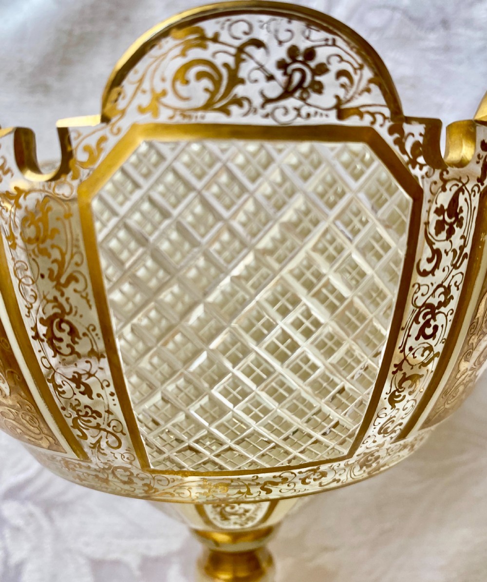 Beautiful Antique Bohemian Overlay Glass Bowl View IV