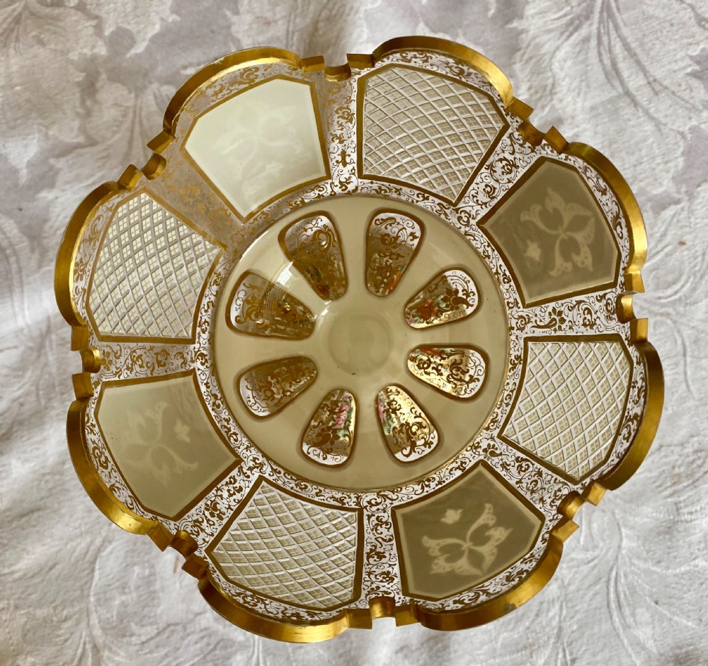 Beautiful Antique Bohemian Overlay Glass Bowl View IX