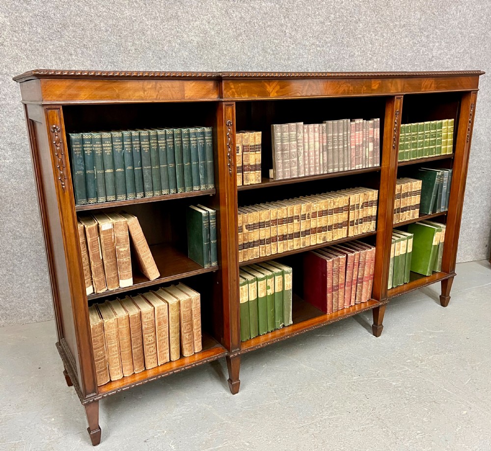 Edwardian Mahogany Breakfront Dwarf Bookcase