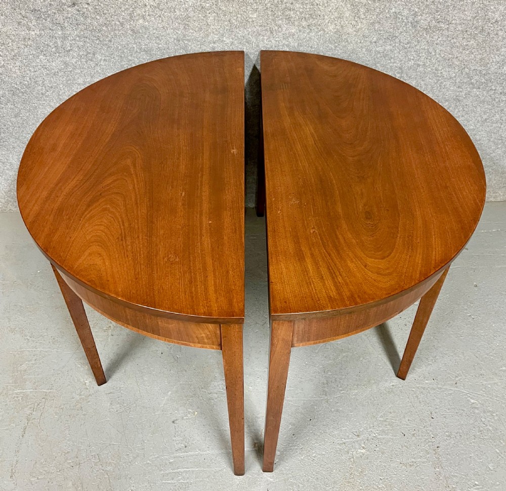 Pair George III Mahogany Demi Lune Console Tables View IV