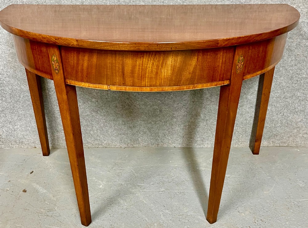 Pair George III Mahogany Demi Lune Console Tables View VI