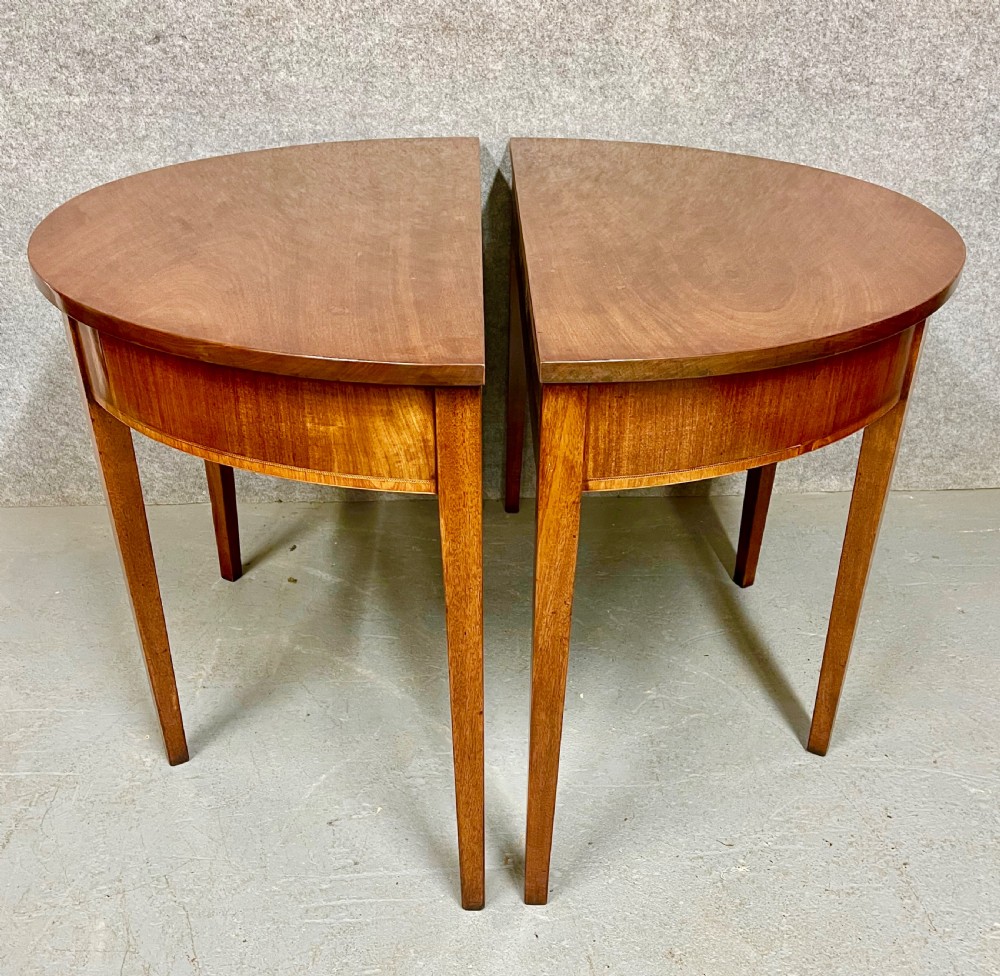Pair George III Mahogany Demi Lune Console Tables View IX