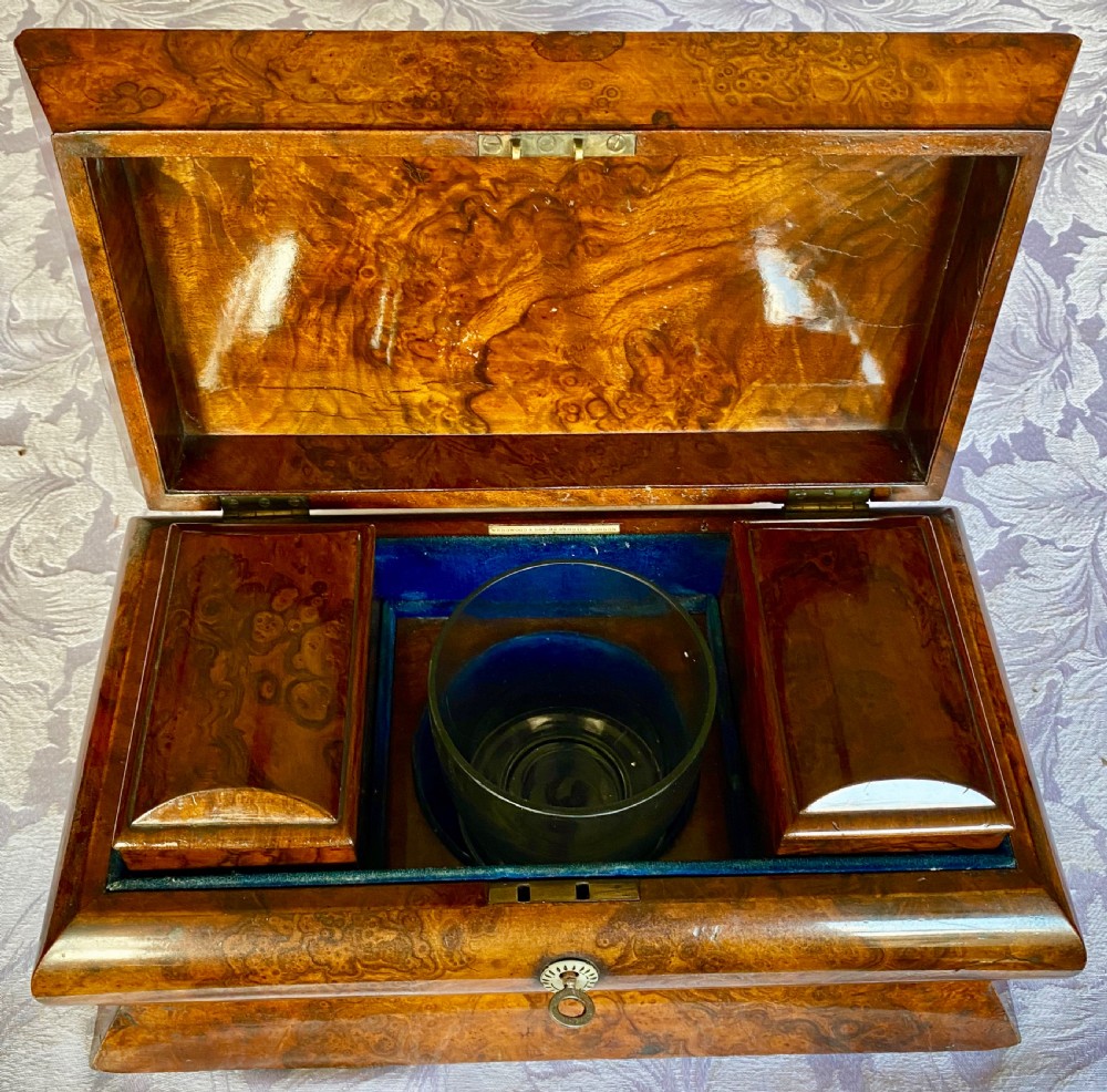 Good Victorian Burr Walnut Tea Caddy