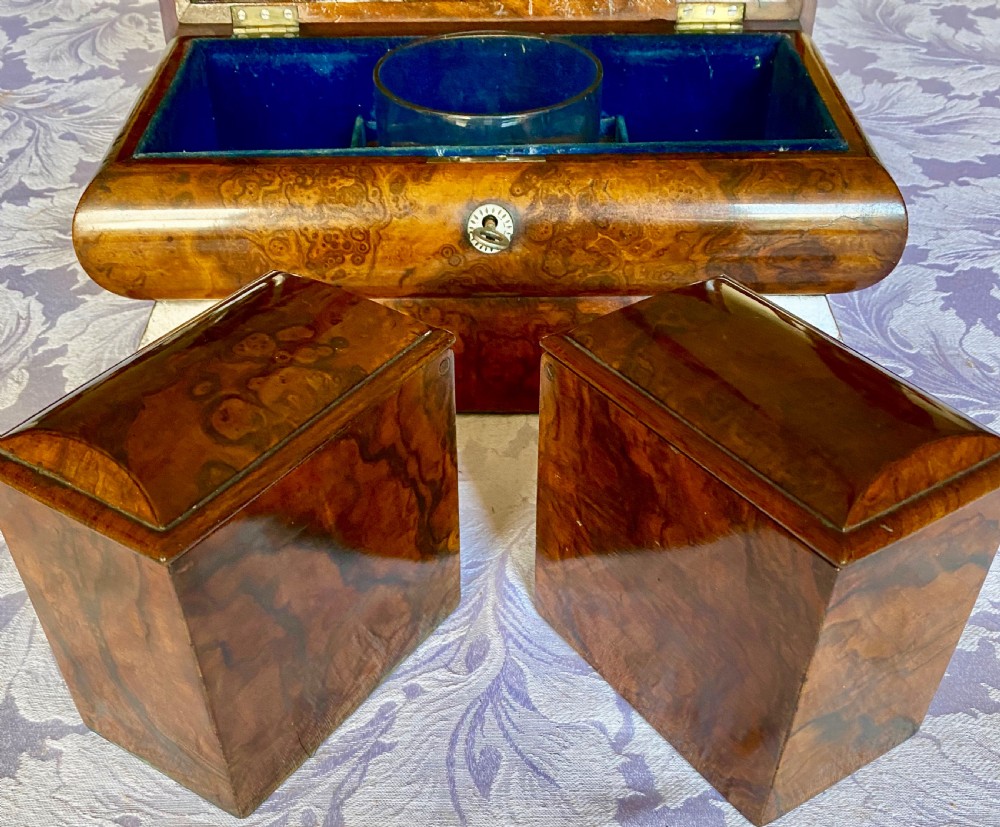 Good Victorian Burr Walnut Tea Caddy View IV