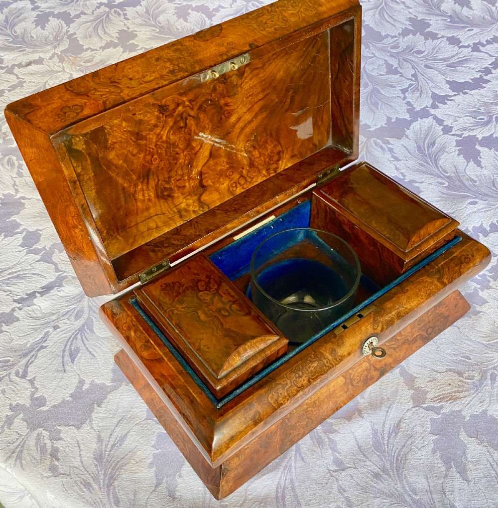 Good Victorian Burr Walnut Tea Caddy View V