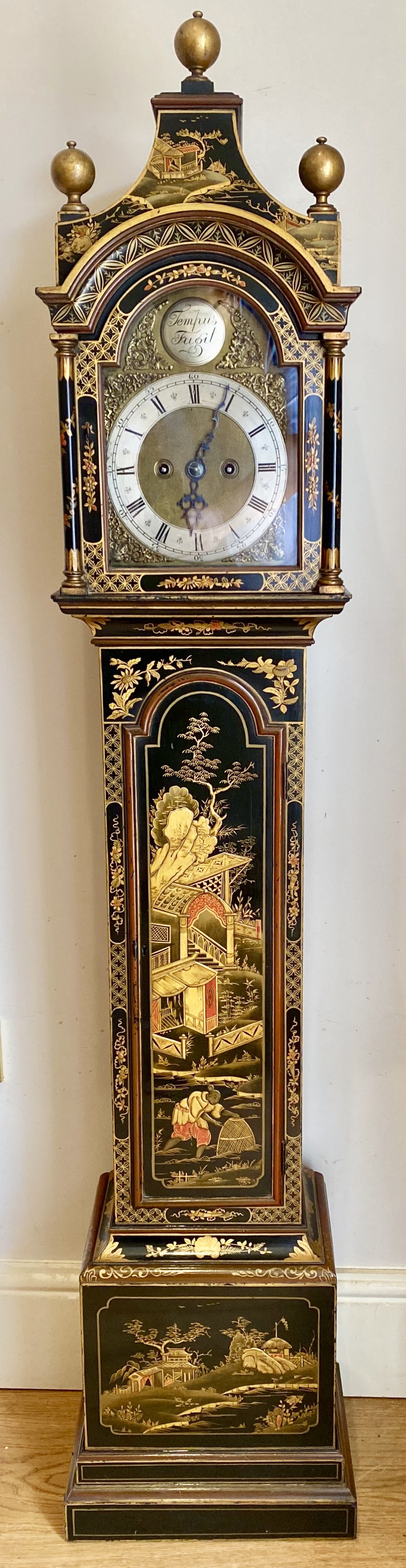 Superb Chinoiserie Lacquered Grandmother Clock