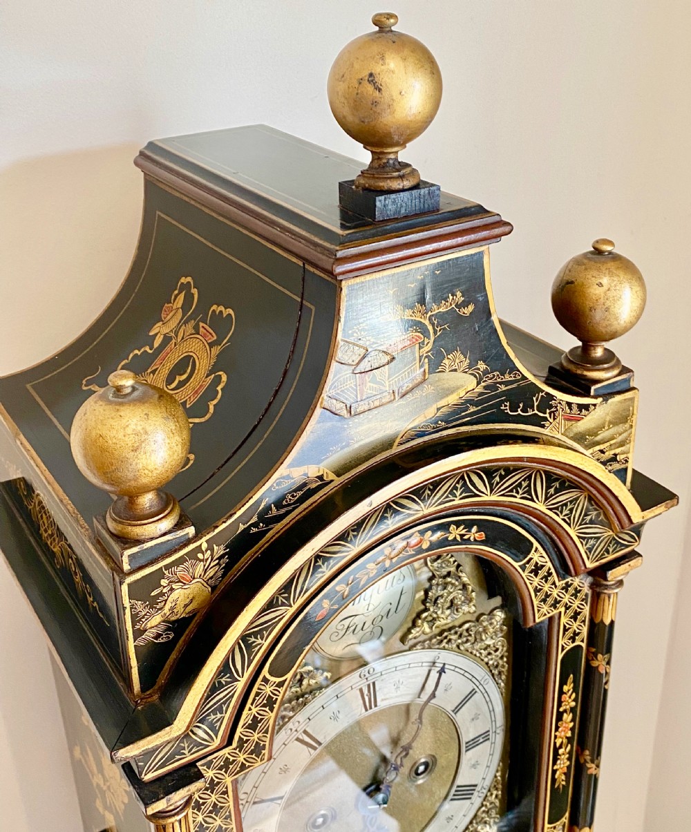 Superb Chinoiserie Lacquered Grandmother Clock View V