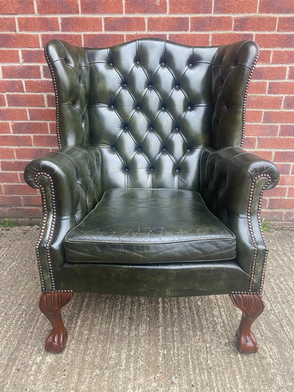 Georgian Style Leather Winged Armchair