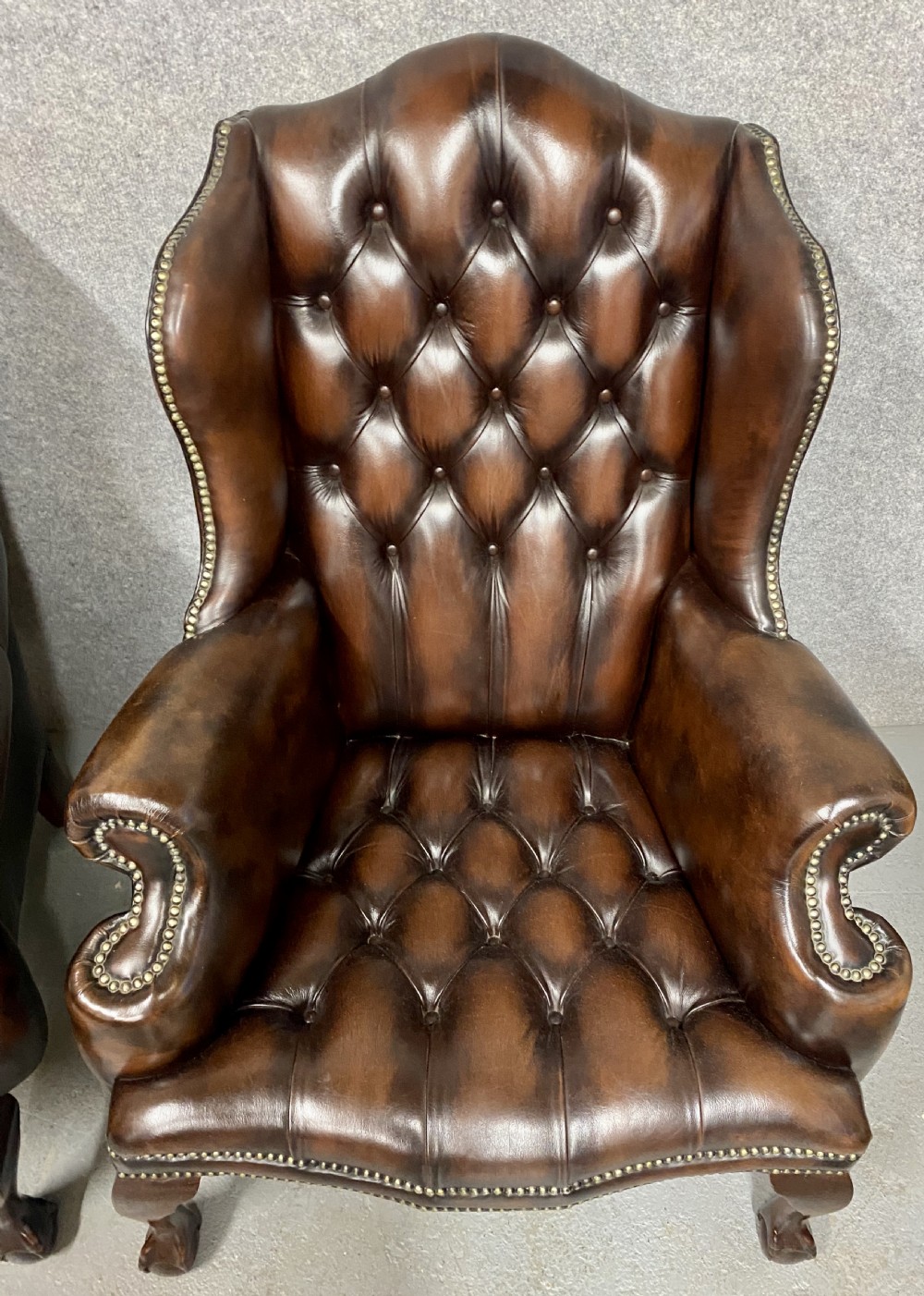 Pair Georgian Style Leather Armchairs View III