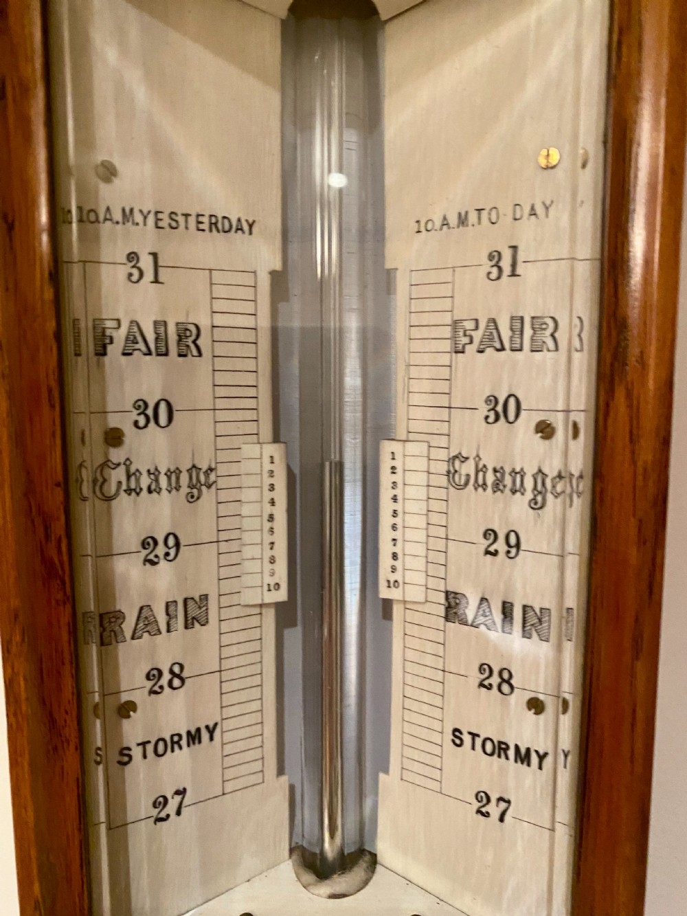 Antique Oak Stick Barometer View III