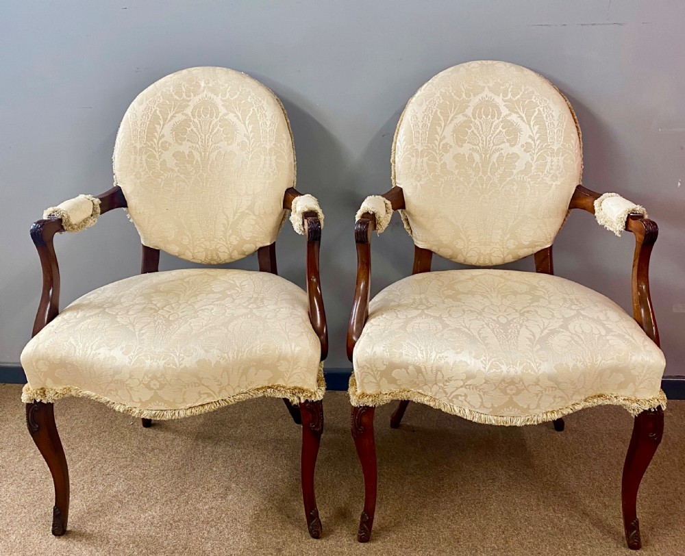 Pair of Hepplewhite Style Mahogany Open Armchairs