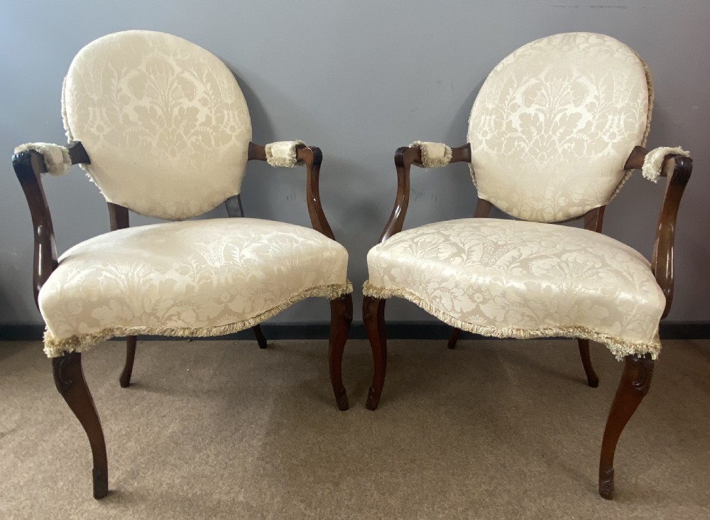 Pair of Hepplewhite Style Mahogany Open Armchairs View III