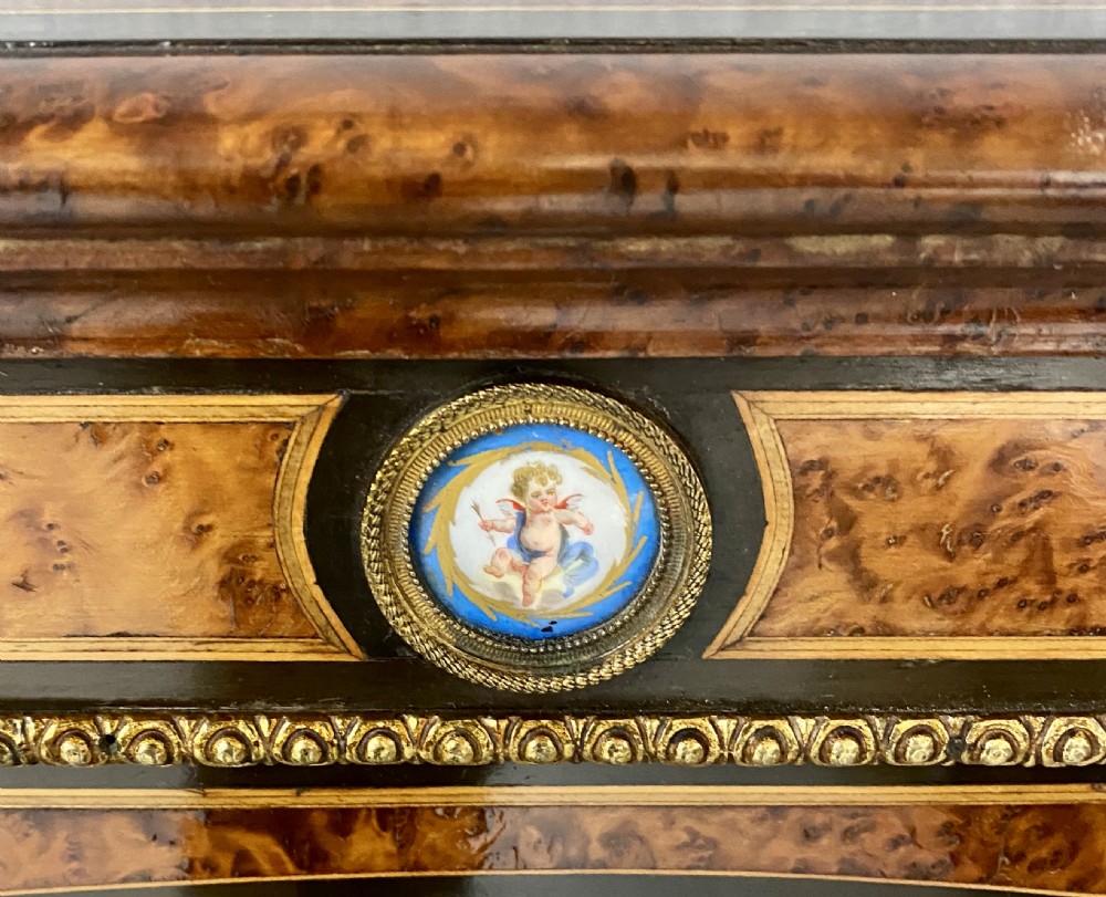 Fine Antique Porcelain Mounted Credenza Side Cabinet View IV