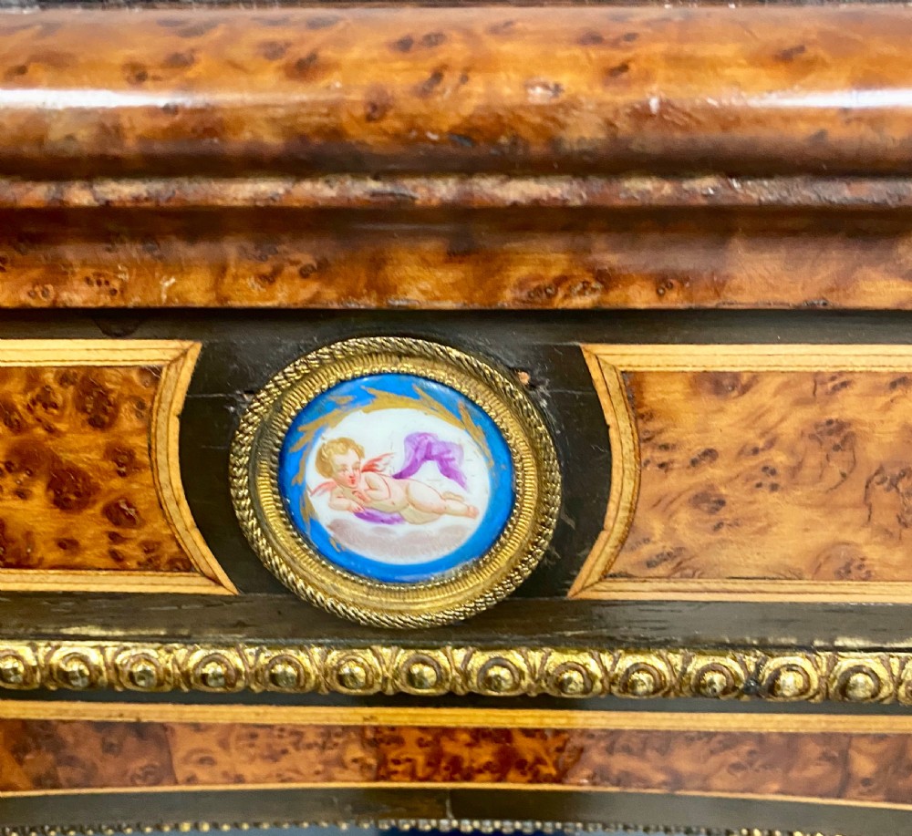 Fine Antique Porcelain Mounted Credenza Side Cabinet View V