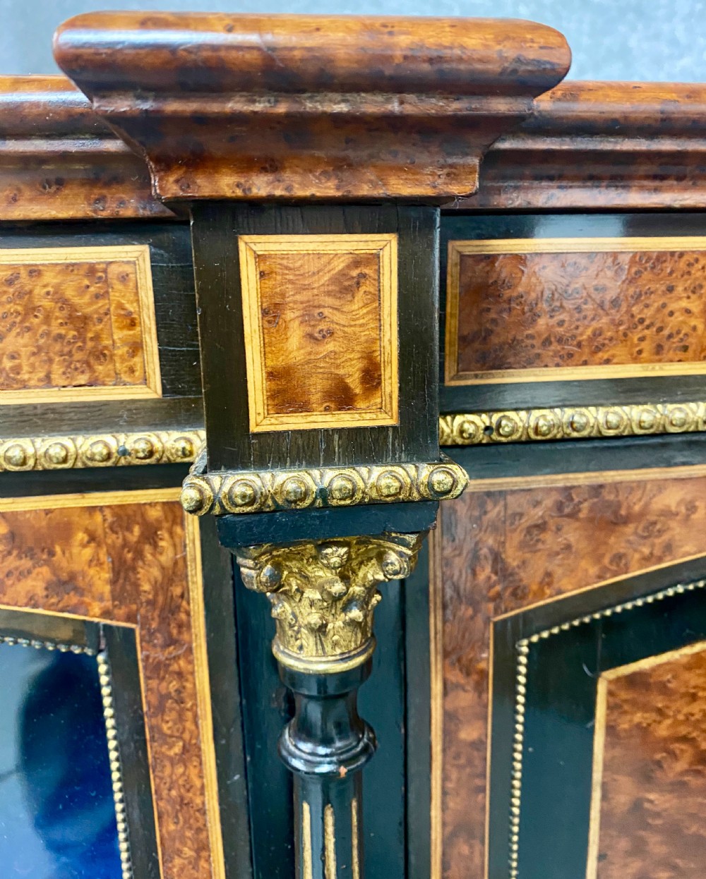 Fine Antique Porcelain Mounted Credenza Side Cabinet View X