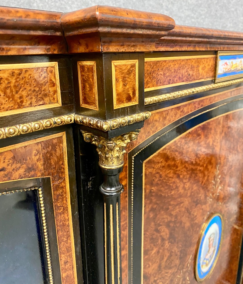 Fine Antique Porcelain Mounted Credenza Side Cabinet View XI