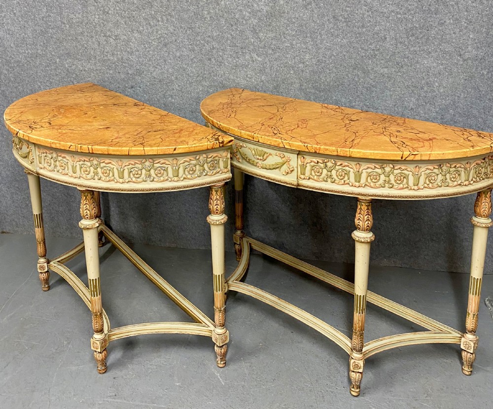 Stunning Pair of original Painted Console Tables View II