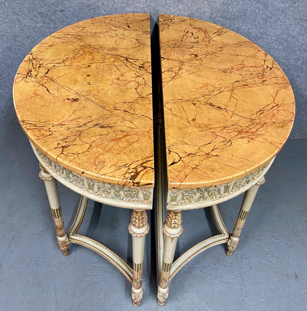 Stunning Pair of original Painted Console Tables View VII