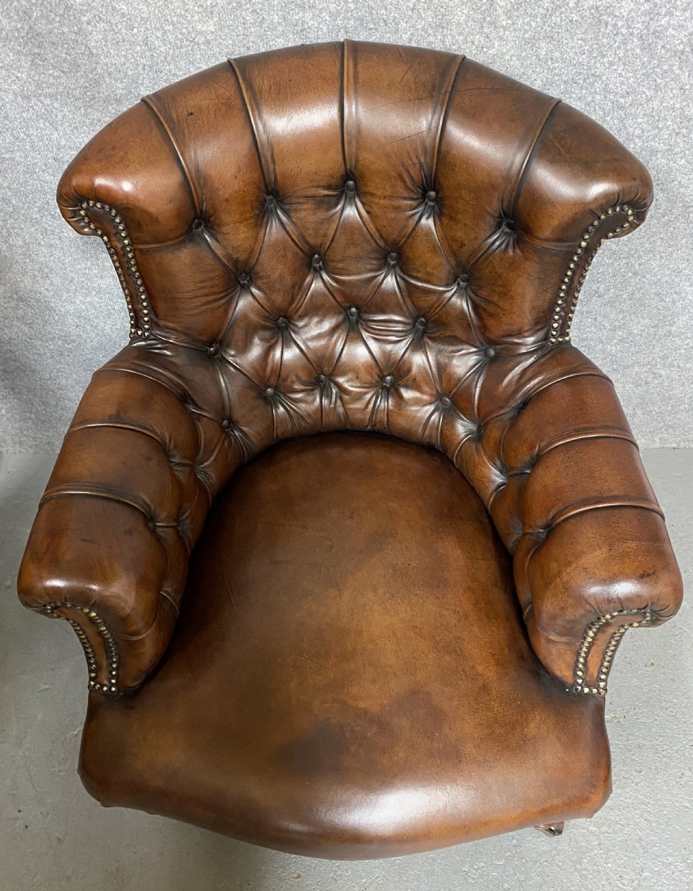 Antique Walnut & Leather Armchair View III