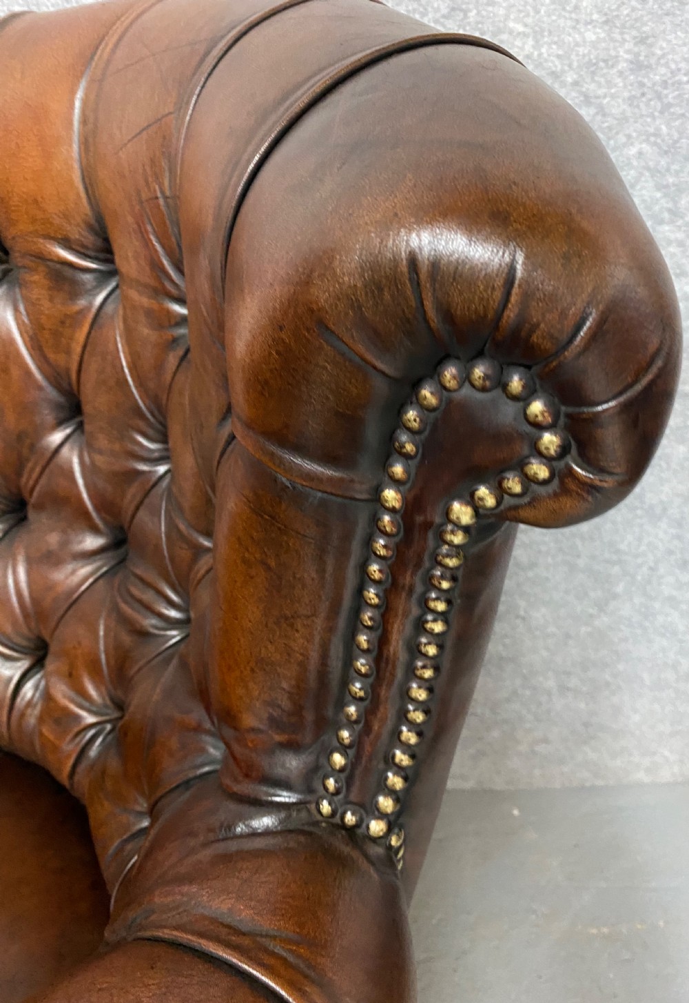 Antique Walnut & Leather Armchair View IV